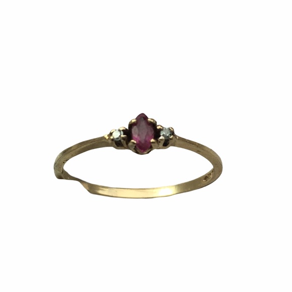 unknown Jewelry - Antique Ruby & Diamond Promise Ring 10K Gold